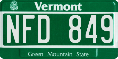 VT license plate NFD849