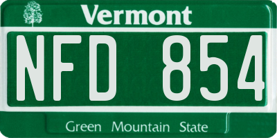 VT license plate NFD854