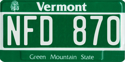 VT license plate NFD870