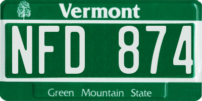 VT license plate NFD874