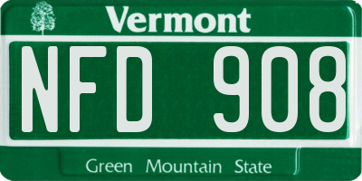 VT license plate NFD908