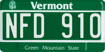 VT license plate NFD910