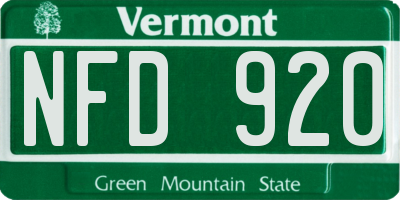 VT license plate NFD920