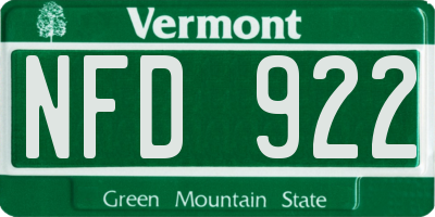 VT license plate NFD922