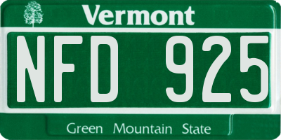 VT license plate NFD925