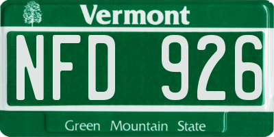 VT license plate NFD926