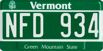 VT license plate NFD934