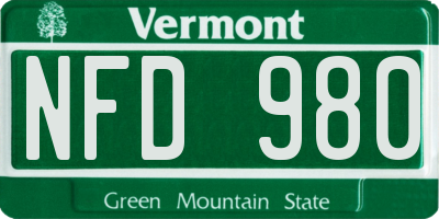 VT license plate NFD980
