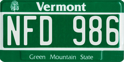 VT license plate NFD986