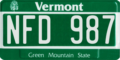 VT license plate NFD987