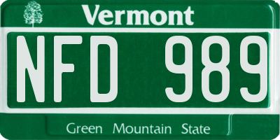 VT license plate NFD989