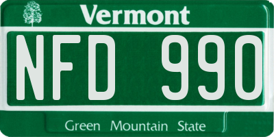 VT license plate NFD990