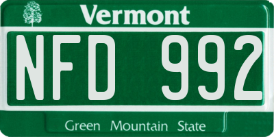 VT license plate NFD992