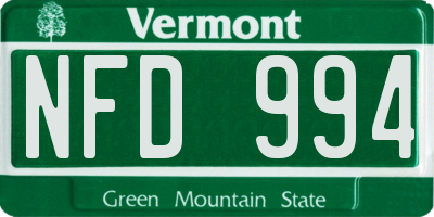 VT license plate NFD994