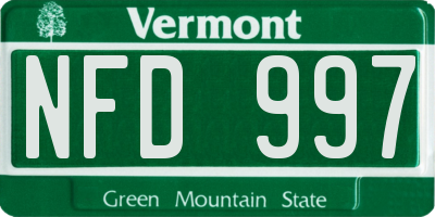 VT license plate NFD997