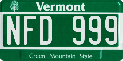 VT license plate NFD999