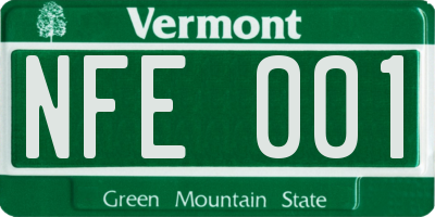 VT license plate NFE001