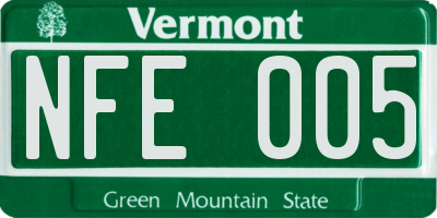 VT license plate NFE005