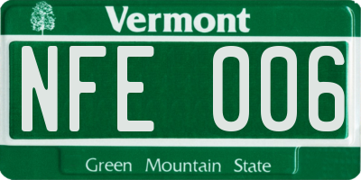 VT license plate NFE006