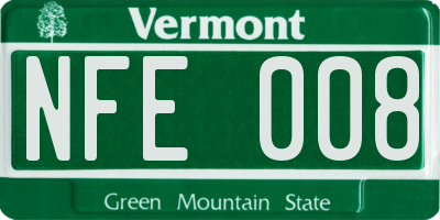 VT license plate NFE008