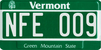 VT license plate NFE009