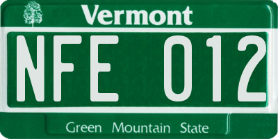 VT license plate NFE012