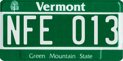 VT license plate NFE013
