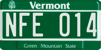 VT license plate NFE014