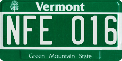 VT license plate NFE016
