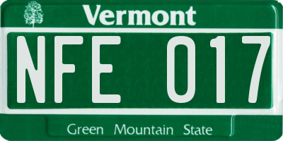 VT license plate NFE017