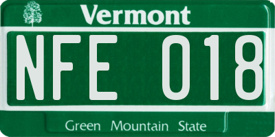 VT license plate NFE018