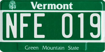 VT license plate NFE019