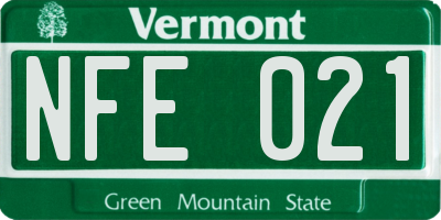 VT license plate NFE021