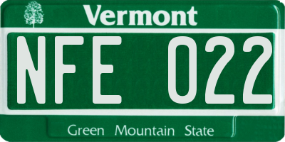 VT license plate NFE022
