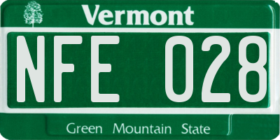VT license plate NFE028