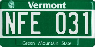 VT license plate NFE031