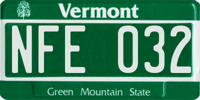 VT license plate NFE032