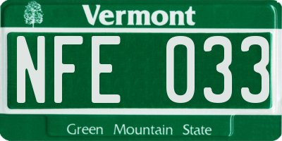 VT license plate NFE033
