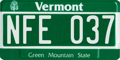 VT license plate NFE037