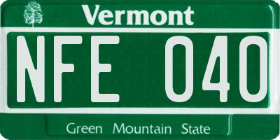VT license plate NFE040