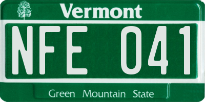 VT license plate NFE041