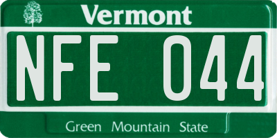 VT license plate NFE044