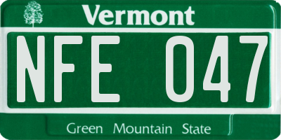 VT license plate NFE047