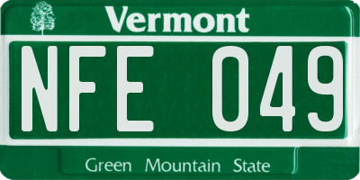VT license plate NFE049