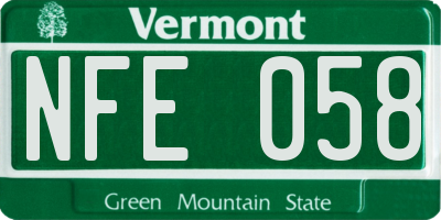 VT license plate NFE058
