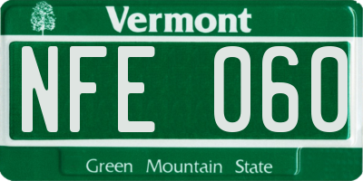 VT license plate NFE060