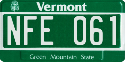 VT license plate NFE061