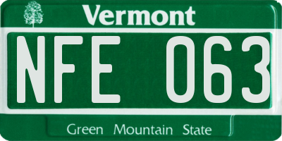 VT license plate NFE063