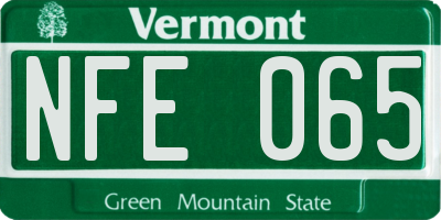 VT license plate NFE065