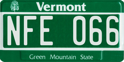 VT license plate NFE066